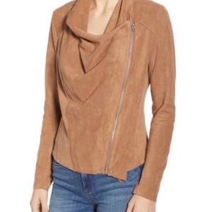 BLANK NYC Brown Faux Suede Asymmetrical Zip Moto Jacket Size Large L 2